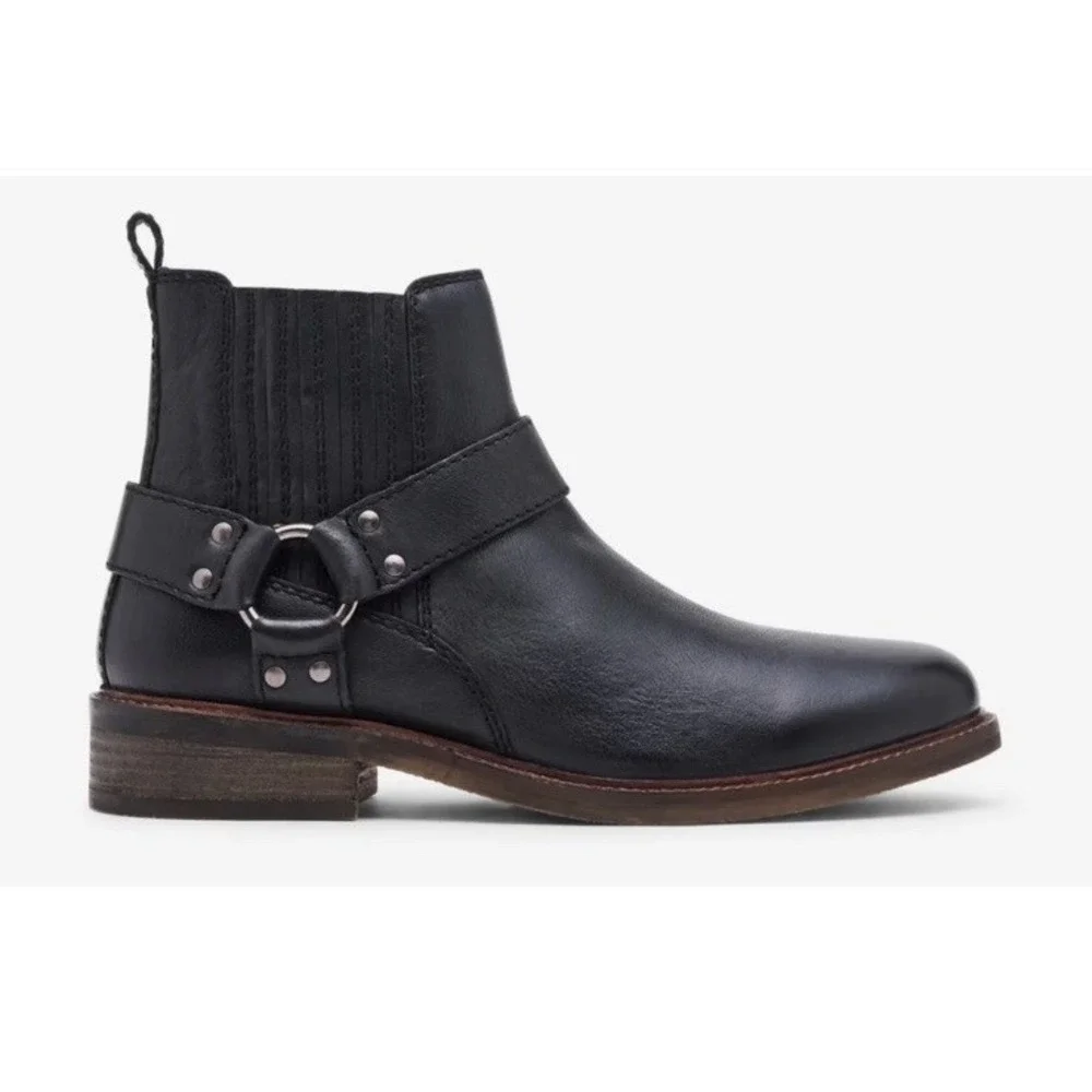 NIB Steve Madden Men's 12 Wayne Harness Chelsea Boots Black Leather Western